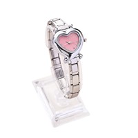 Montre à quartz en acier inoxydable de style Mori-girl, en forme de cœur, avec bracelet en acrylique et design de module créatif, pour la charité