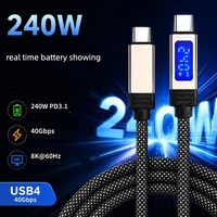Câble de charge USB4 multifonction de haute qualité avec affichage numérique LED, PD240W, 40 Gbps, 8k60hz, compatible Thunderbolt 3/4, type C