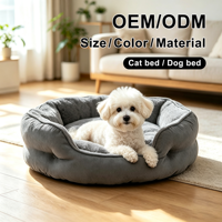 Coussin Apaisant Rond pour Animaux de Compagnie (Chats et Chiens) OEM ODM – Anti-Anxiété, Velours Doux, Confortable, Base Antidérapante, Lavable
