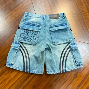 Pantalones Cortos Cargo de Mezclilla Personalizados de Alta Calidad para Hombre, Diseño Bordado Resistente, Estilo Urbano, Jeans Desgastados, Pantalones Cortos Holgados de Mezclilla - Product Image 2