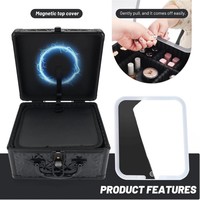 Trousse de Maquillage Portable Personnalisée avec Miroir, Boîte de Rangement pour Cosmétiques et Bijoux, Idéale pour les Voyages