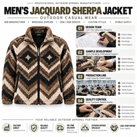 Veste d'hiver en polaire sherpa jacquard vintage pour homme, fermeture éclair intégrale, manteau décontracté d'extérieur, fabrication sur mesure, OEM ODM, fabricant fournisseur B2B