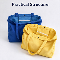 Sac fourre-tout en toile réutilisable vierge pour courses, grand format, robuste, couleur unie, avec fermeture à bouton-pression, pour logo personnalisé, vente en gros