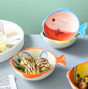 Cuenco de cerámica pintado a mano Cuenco de <span class=keywords><strong>desayuno</strong></span> para niños con dibujos animados - Product Image 4