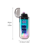 Briquet à plasma à double arc transparent, format compact de poche, affichage numérique, allumage électrique rechargeable, coupe-vent