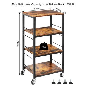 Chariot de cuisine à <span class=keywords><strong>roulettes</strong></span> Chariot de service industriel Table à micro-ondes Chariot de service Stand 4 Tier Wheels Rolling Bar Cart - Product Image 2
