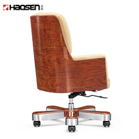 Chaise de bureau de direction Big Boss confortable en bois chaise de bureau en cuir beige à dossier haut chaise de direction