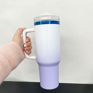 New Arrival <b>40oz</b> Ombre Color Blue Plated Adventure Mug <b>with</b> <b>Handle</b> 40 oz Powder Coated Travel Coffee Beer <b>Tumbler</b> Cup for Vinyl - Product Image 3