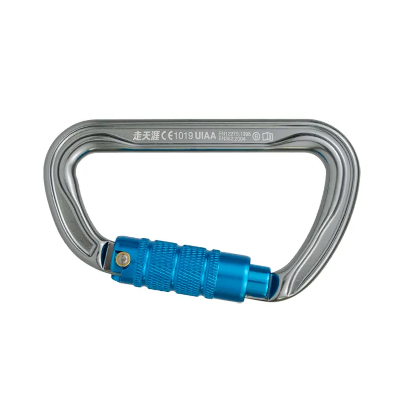 Factory Wholesale Locking Carabiner CE Certified Outdoors Climbing Aluminum 30kn D Shaped Carabiner