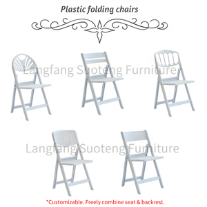 Chaise pliante en résine plastique blanche avec dossier en maille PP, écologique, imperméable et résistante aux intempéries - Product Image 3