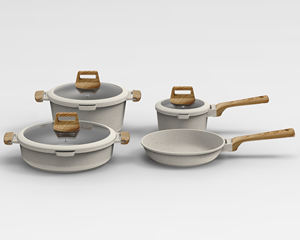 Ensemble de 7 casseroles et poêles en granit blanc, batterie de cuisine à <span class=keywords><strong>induction</strong></span> antiadhésive avec poêles et casseroles (sans PFOS, sans PFOA) - Product Image 1