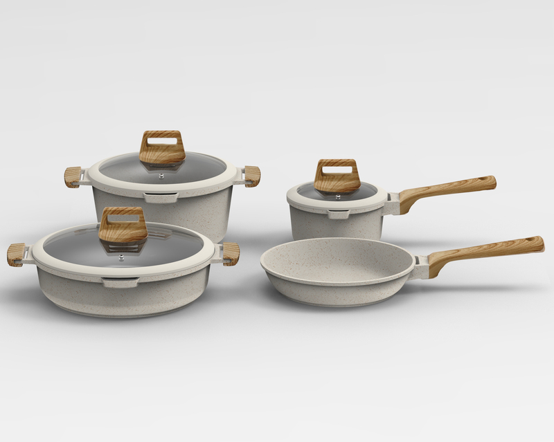 7Pcs Pots and Pans Set White