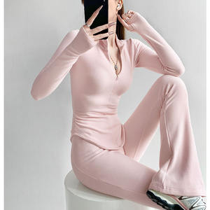 Chemises à manches longues extensibles dans les 4 sens personnalisées, côtelées, actives, ajustées, respirantes, avec fermeture éclair, pour la salle de sport, le yoga, les entraînements - Product Image 4