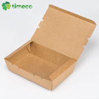 Boîte à emporter en papier kraft blanc écologique à 2 compartiments avec couvercle pour nouilles