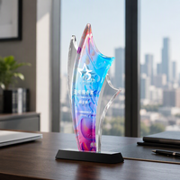Trophée en cristal coloré personnalisé avec impression UV ZP, plaque en verre gravée au laser avec base noire, prix personnalisé