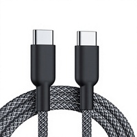 Kabel USB-C ke USB-C 240W Grosir 1M Desain Kepang 3A Pengisian Cepat Konduktor Tembaga Murni untuk Ponsel Komputer Power Bank