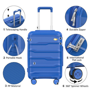 MGOB <span class=keywords><strong>valigia</strong></span> da viaggio personalizzata portare su <span class=keywords><strong>valigia</strong></span> blu con logo OEM 4 ruote grandi valigie da viaggio 3 Set - Product Image 4