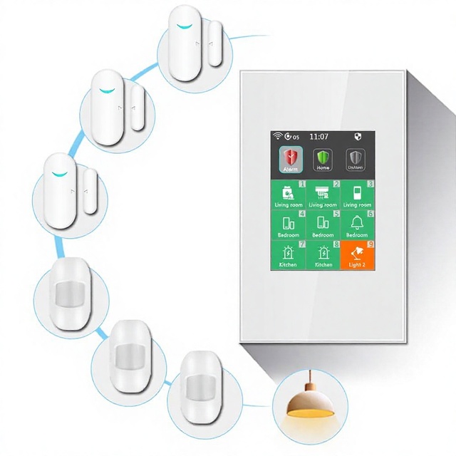 LCD Touch Zigbee Smart Switch 7-Piece Kit No Subscription 120V 10A Indoor Door/Window Alarm Light Control Neutral Wire