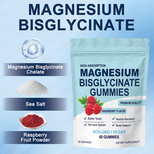 OEM agnesium Bisglycinate <b>Gummies</b> <b>Magnesium</b> Bisglycinate Chelate with Sea Salt & Raspberry for Sleep, Nerve & Muscle Relaxation - Product Image 5