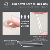 Uñas postizas de gel acrílico transparente de marca privada Winsome, puntas de gel suave de cobertura completa para dedos