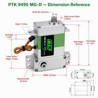 Servo Digital PTK 9495 MG-D HV con Carcasa Metálica CNC, Motor sin Núcleo, Engranaje de Acero Inoxidable, 6.3kg, 0.041s, Programable, 4.8V-8.4V, para Coche RC
