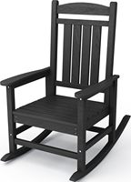 Chaises à bascule d'extérieur, chaises à bascule de patio avec support de 330lb, culbuteur de porche lisse pour la cour de pelouse de pont, noir
