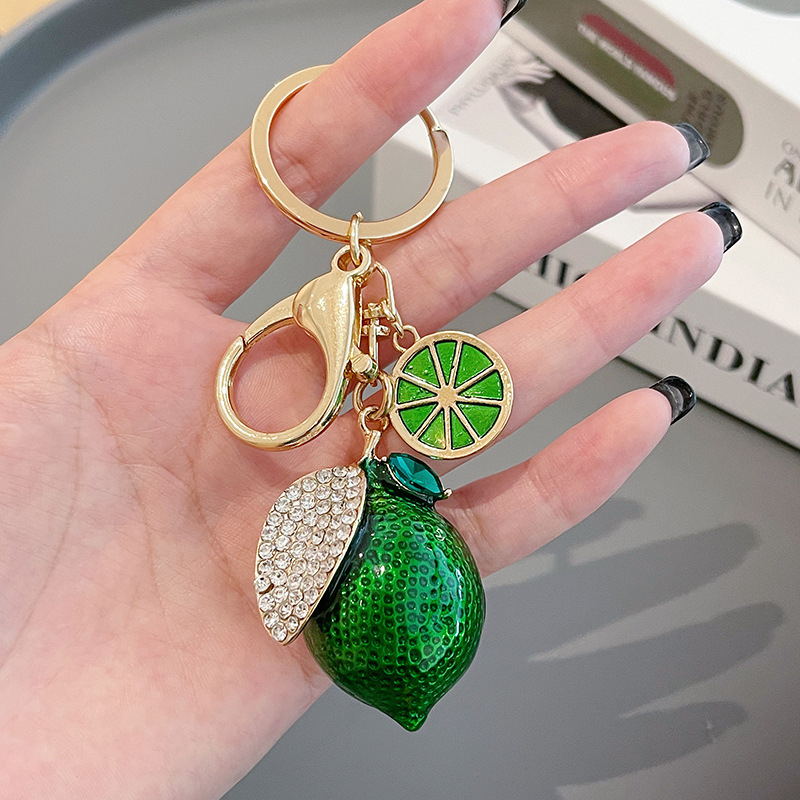 Portachiavi A Forma Di Limone Con Strass E Perle – Ciondolo Per Borsa, Zaino O Chiavi, Regalo Estivo Per Donne E Ragazze