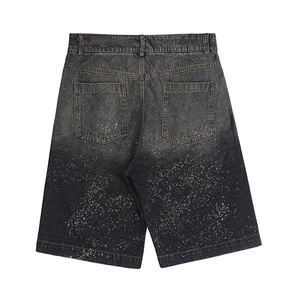 Shorts Masculinos com Logo Bordado Personalizado de Alta Qualidade com Tinta, Shorts Jeans Masculinos de Corte Reto e Solto Estilo de Rua da Moda - Product Image 2