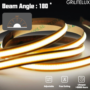 Bande LED COB Blanc Chaud 2700K, Découpable N'importe Où, Sans Points Visibles, Ra90, CRI Élevé pour Couloirs d'Hôtels - Product Image 5