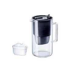 Кувшин-фильтр для воды AQUAPHOR Glass Black, экологичный, с ручным приводом, объемом 2,5 л, включает фильтр MAXFOR+, уменьшает накипь