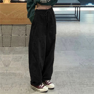 Vintage Cargo Pants Women Khaki Wide Leg Pants Unisex Harajuku Baggy Sweatpants Hip Hop <b>Trousers</b> <b>Drawstring</b> Streetwear Pantalon - Product Image 2