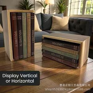 Posavasos de madera con forma de libro, cuadrados, de madera maciza, de color retro, para bebidas, para café, té, decorativos y funcionales - Product Image 2