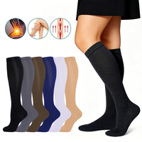 Chaussettes de compression pour infirmières, respirantes et confortables, anti-salissures, à logo OEM, hauteur genou, 20-30 mmHg, talon et orteils renforcés, vente en gros