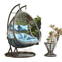 Fauteuil suspendu en rotin double, style chinois moderne, pour intérieur, balançoire, chaise à bascule, cour, loisirs, balcon, maison