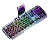 Clavier de jeu mécanique USB AOC KM10 neuf en gros, kit clavier filaire rétroéclairé RGB avec panneau métallique pour le bureau et le travail