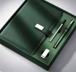 Custom Luxury PU Leather <b>A5</b> Journal <b>Notebook</b> and Pen Gift Stationery Set Wholesale Promotional Business Diary With USB Drive - Product Image 5