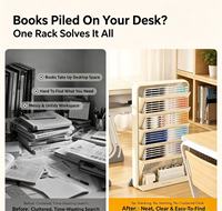 Étagère de bureau fine multi-niveaux Hot-Pick pour livres, documents, cahiers – Organisateur pour la maison, le bureau, l'étude et la chambre