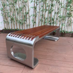 Urban Furniture Langlebige Edelstahl Camping Patio Bank Holz Massivholz Garten bank ohne Rückenlehne für Park Villa - Product Image 6