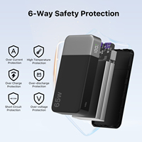 Batterie externe 65W 20000mAh, chargeur portable pour ordinateur portable, charge rapide PD QC avec 4 ports USB pour MacBook, iPad, tablette, iPhone, Samsung