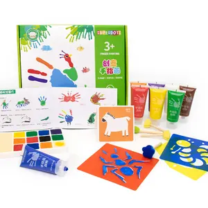 儿童可洗手指油画绘画玩具，3岁以上2岁盎司8色安全无毒丙烯酸DIY儿童艺术绘画套装