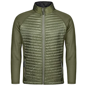 Men's Winter Casual Full Zip Woolen Stand Collar Plain Dyed Hybrid Jacket OEM Service plain dyed men's jacket quilted jacket ODM - Product Image 1