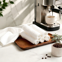 Serviettes de cuisine en tissu gaufré super absorbantes et durables pour le nettoyage des comptoirs de machines à expresso (vente en gros)