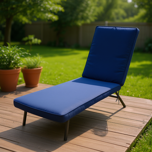 Cojín para Silla de Jardín, Rectangular, Azul, Resistente al Agua, Extraíble y Lavable, para Tumbona, 1 Pieza - Product Image 2