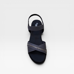 Women Grey Wedge <b>Sandals</b> Elastic Cross Strap Comfortable Slip On Stylish Casual Fashion Lightweight Anti Slip Sole Footwear - Product Image 2