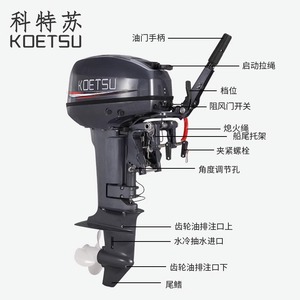 Koetsu Outboard Motor 6 12 18 20 Hp Two Stroke Gasoline Engine For Inflatable Fishing Boat - Product Image 2