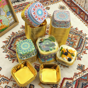 Meilleures ventes de moules à <span class=keywords><strong>pâtisserie</strong></span> jetables Beigu, style bohème, bord doré, carrés, personnalisables, gobelets en papier pour gâteaux et muffins, four - Product Image 3