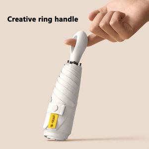 Mini parapluie UV personnalisé en gros pour la promotion, parapluie compact pliable avec poignée annulaire portable - Product Image 3