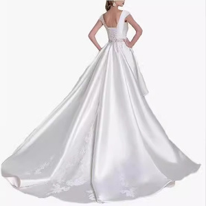 Satin Wedding Dress High Low Sweetheart Neckline White Polyester Fiber Banquet Nature Photoshoot Travel Photography - Product Image 4