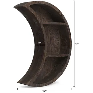 Wholesale Custom Black Wall-Mounted <strong>Moon</strong> Rack Wooden Floating Rack Decorative Wood Wall <strong>Moon</strong> <strong>Shelf</strong> <strong>Shelves</strong>. - Product Image 2
