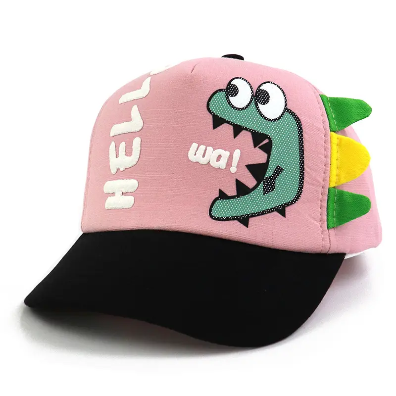 Baby Hats High Quality Cute 5 Panel Dinosaur Pattern Sun Visor Hat Modern Kids Baseball Cap For Kids Children